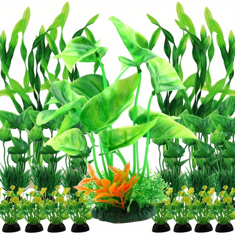 10pcs Fish Tank Accessories Green Plants Aquarium Decor Plastic