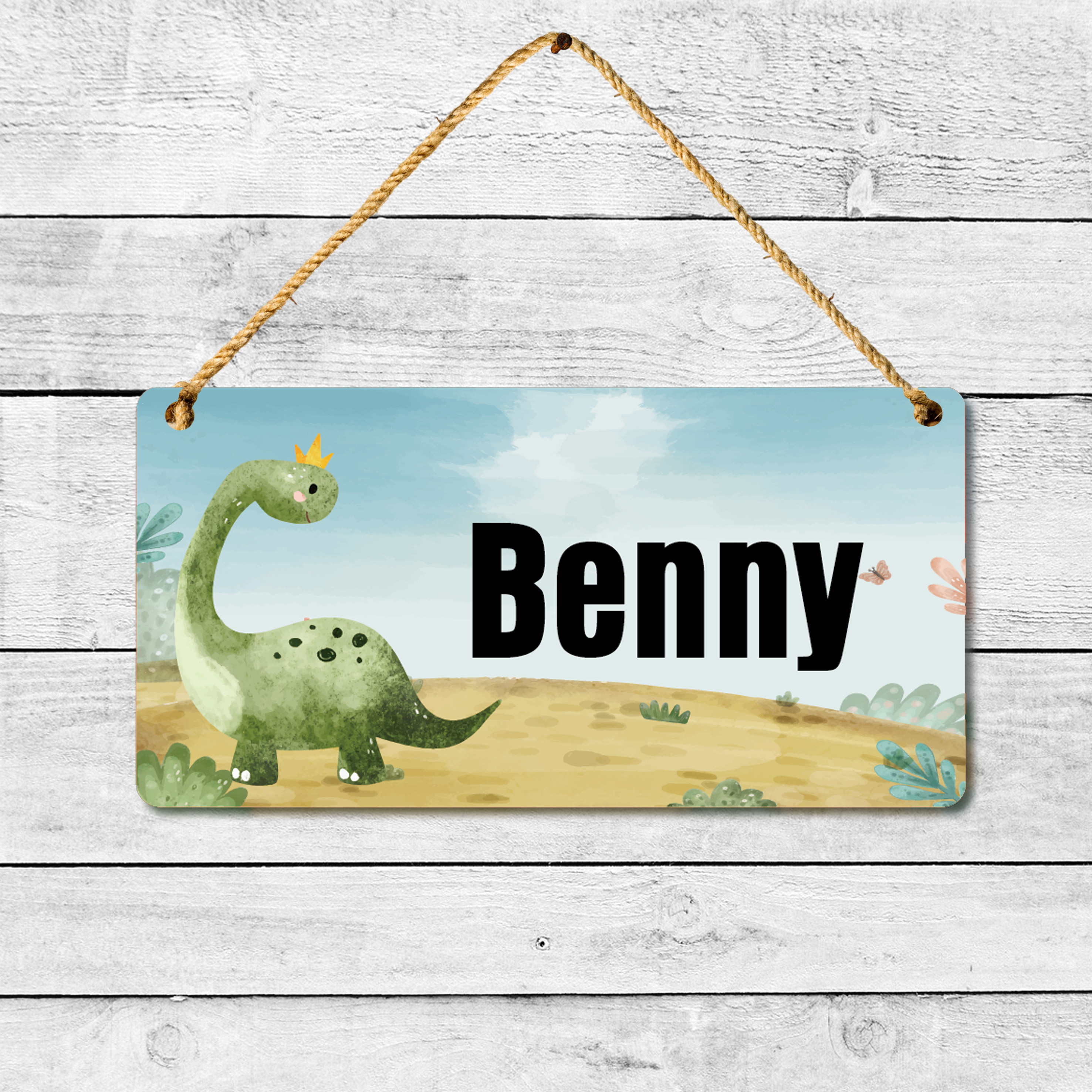 

1pc Customized Name Personalized License Plate, Cartoon Dinosaur Pattern, Cartoon Family Wall Pendant Family Life Accessories Bedroom Living Room Common, For Home Room Living Room Office Decor