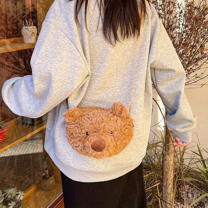 Kawaii Cartoon Bear Design Bag Trendy Plush Crossbody - Temu