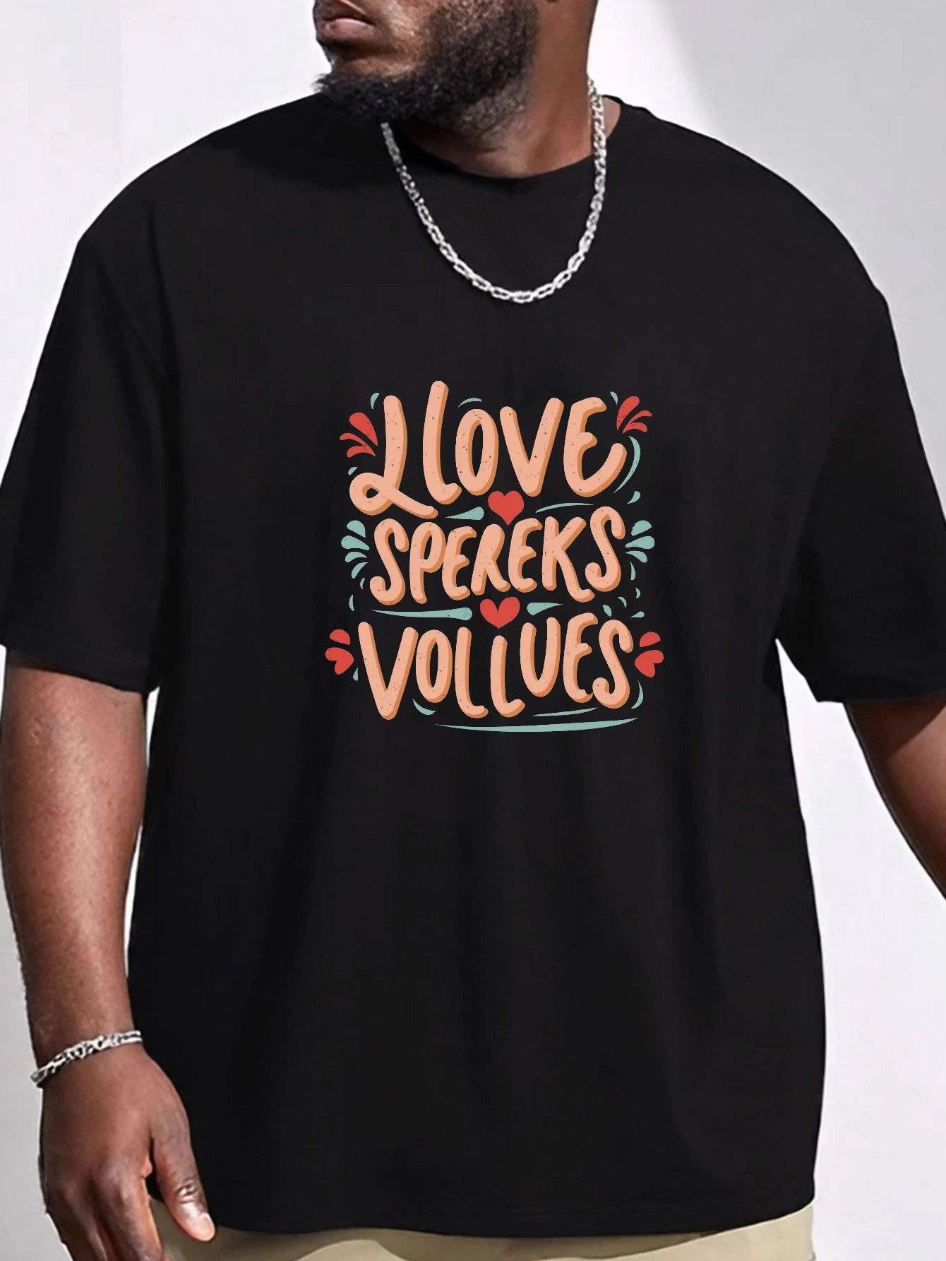 Plus Size Love Speaks Volumes Print Mens Trendy Comfy T Temu Canada