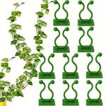 10pcs Plant Clips For Climbing Plants, Invisible Self-Adhesive Plant Support Hooks, Wall Fixture Clips For Tomato Vegetable Gardening (Green)