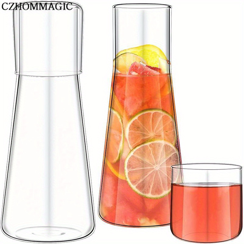 Juego De 2 Jarras De Agua Con Vaso – 500 Ml, Cristal Transparente, Para Mesita De Noche, Enjuague Bucal