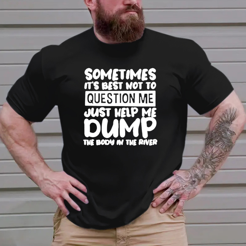 

Plus Size Men's "dump" Graphic Print T-shirt, Summer Casual Fashion Short Sleeve Tees, Clothing For Males