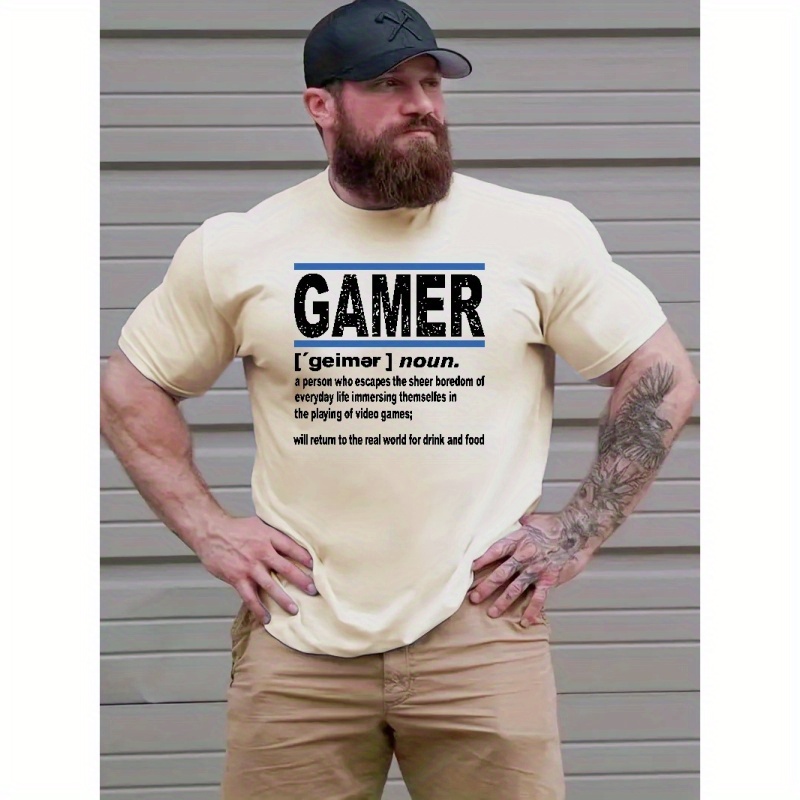 

Plus Size Men's "gamer" Graphic Print T-shirt For Summer Outdoor, Men's Clothing