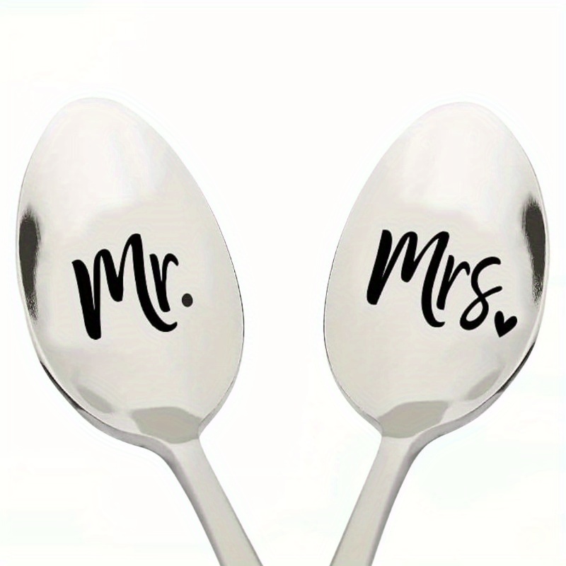 Image of Couple Mr. And Ms. Engraved Coffee Spoon Gift For Boyfriend Girlfriend | Birthday Gift For Men Women | Valentines Day Stainless Steel Coffee Spoon Gift