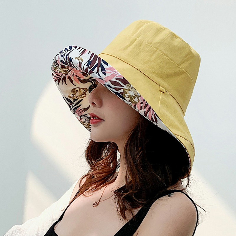 

Wide Brim Reversible Bucket Hat Trendy Flower Print Summer Sun Hats Breathable Travel Beach Hats For Women Daily Uses Outdoor