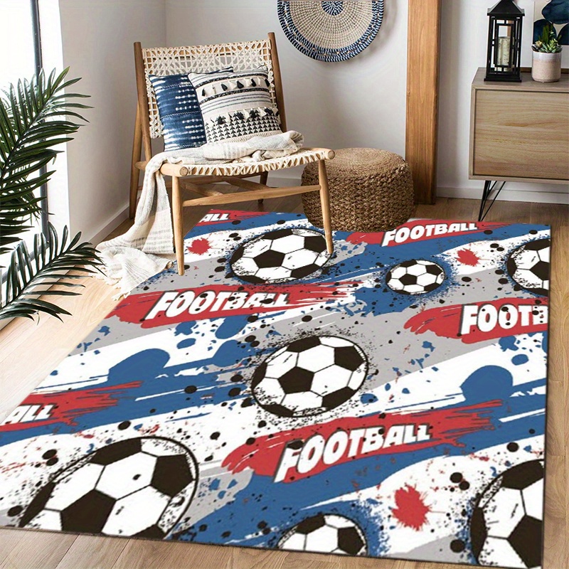 TEMU [650g/m2 ] 1pc Football Pattern Rug, Office Chair Mat, Non-slip Carpet For Living Room, Bedroom, Home Decor