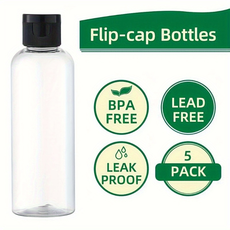 5pcs 3.38oz Travel Bottles With Flip-top Lids, Plastic Transparent ...