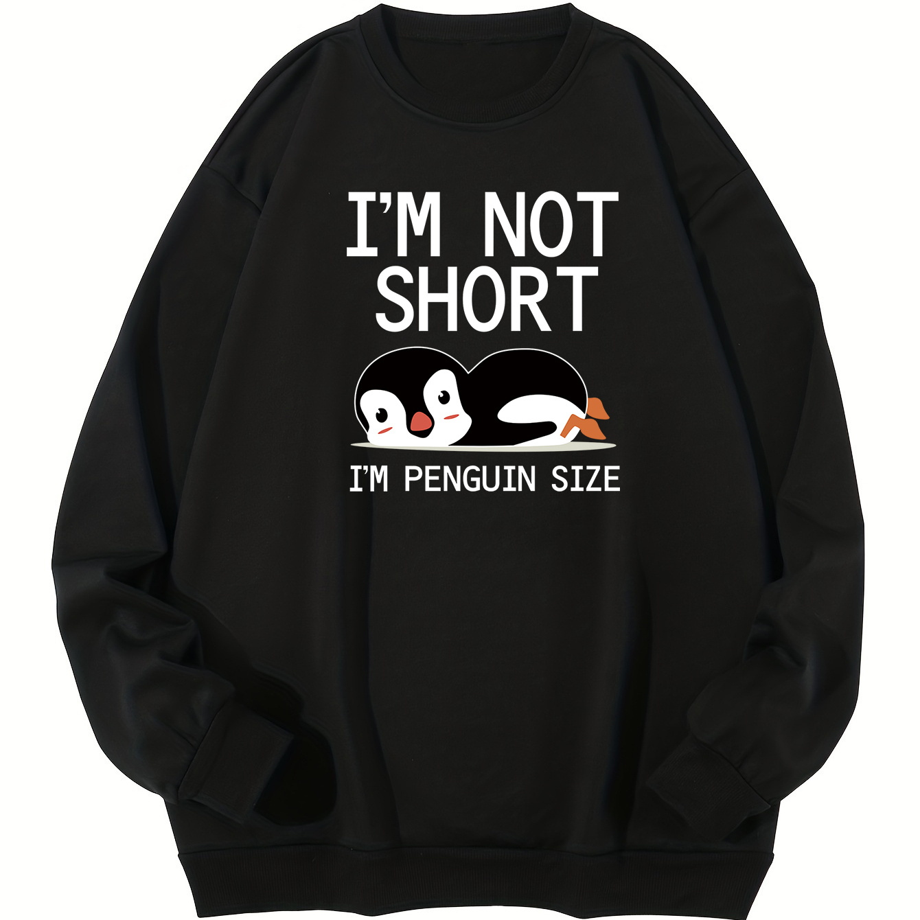 

Plus Size Men's "i'm Not Short" Graphic Print Sweatshirt For Spring Fall Winter, Men's Clothing Outdoor Sports