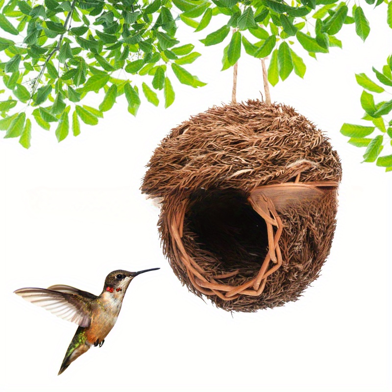 Natural Fiber Handwoven Grass Bird Hut for Birdhosue Deocr