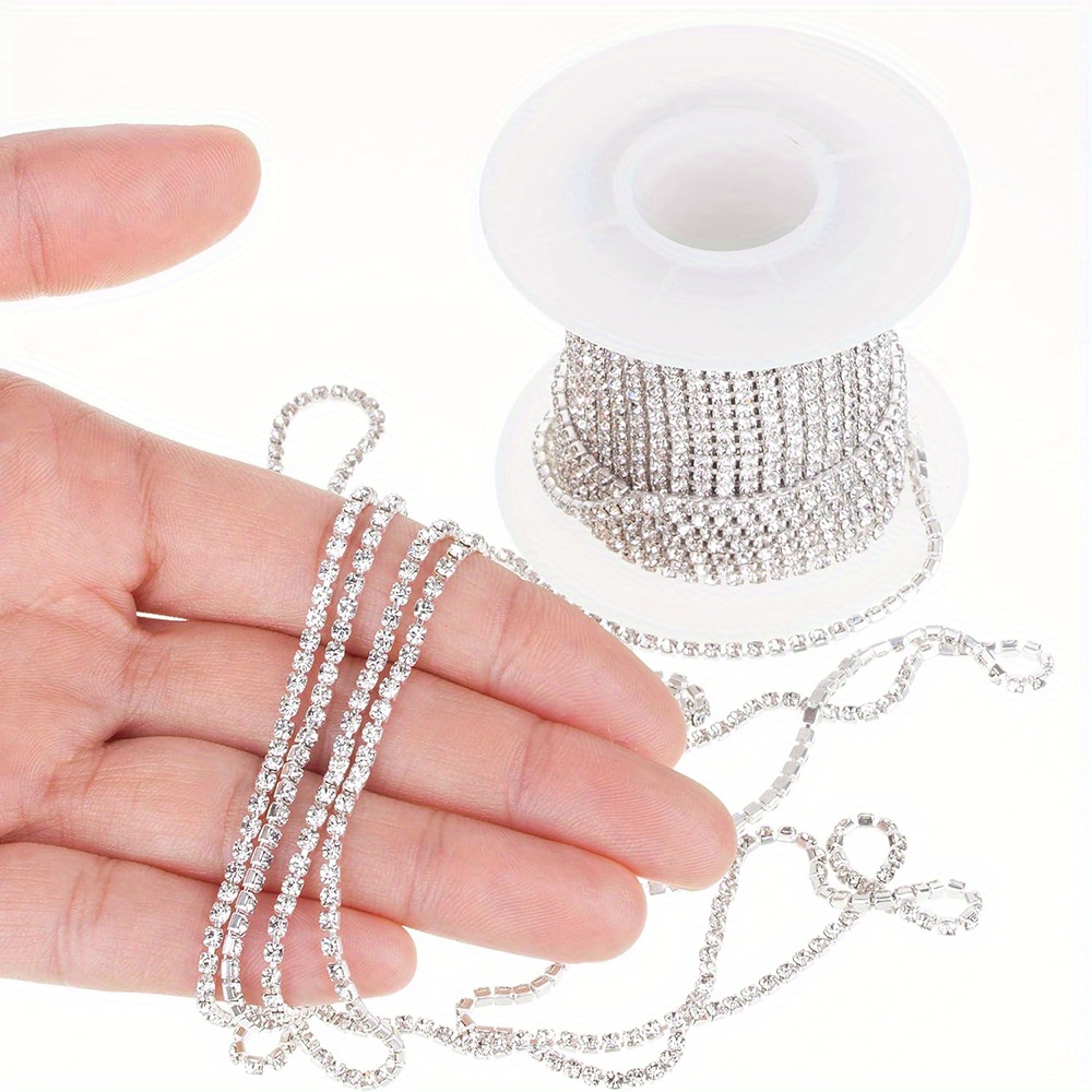TEMU 1 rollo Cadena de Estrás Dorada para Decoración de Zapatos, Ropa, Uñas, Fundas de Móvil, DIY Joyería, Suministros de Cadena, 1000 cm (11 Yardas)