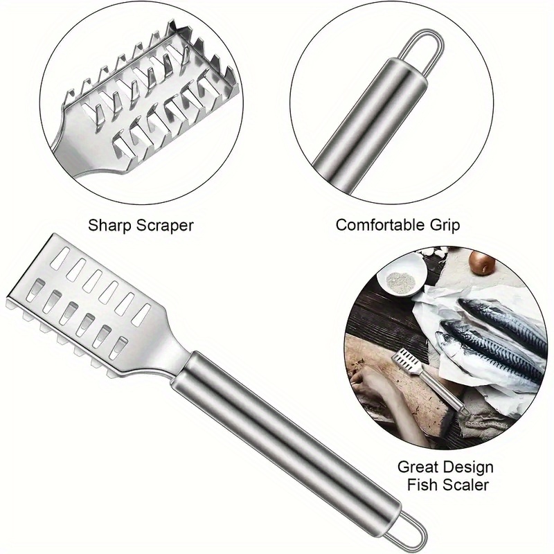 1pc Fish Scale Scraper, Stainless Steel Multifunctional Scraper, Fish Scale Cutting Tool, Fish Scale Planing Tool, Fish Killing Tool, Suitable for Restaurant Kitchen