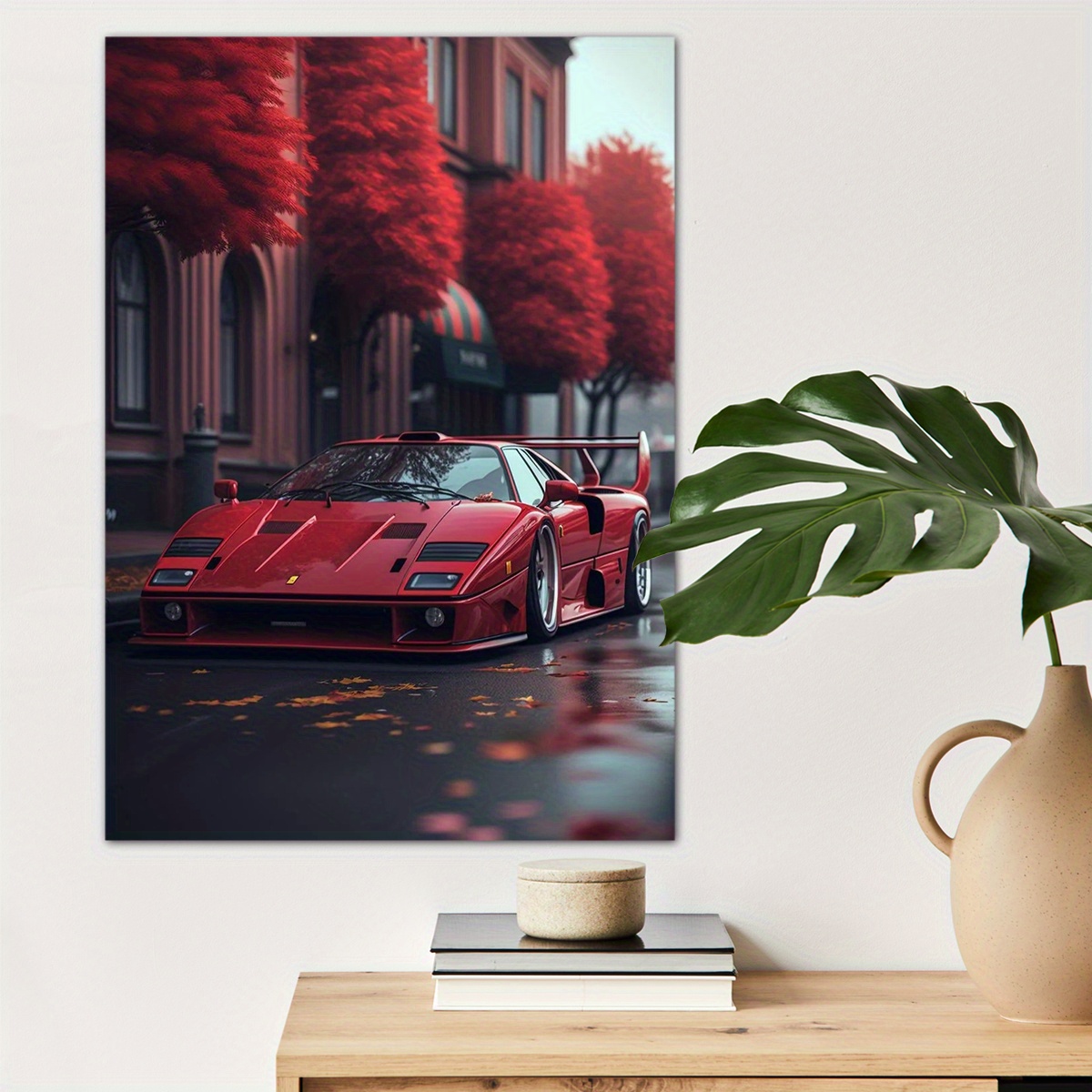 

1pc Red Super Car Poster Canvas Wall Art For Home Decor, Car Lovers Poster Wall Decor Roadster Canvas Prints For Living Room Bedroom Kitchen Office Cafe Decor, Perfect Gift And Decoration