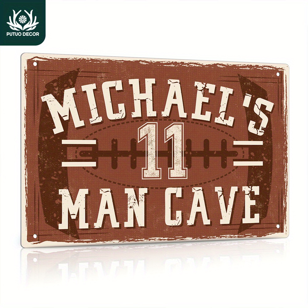 

1pc [customized]putuo Decor Personalized Man Cave Sign, Gifts For Men, Dad, Son, 12x8 Inches Metal Sign