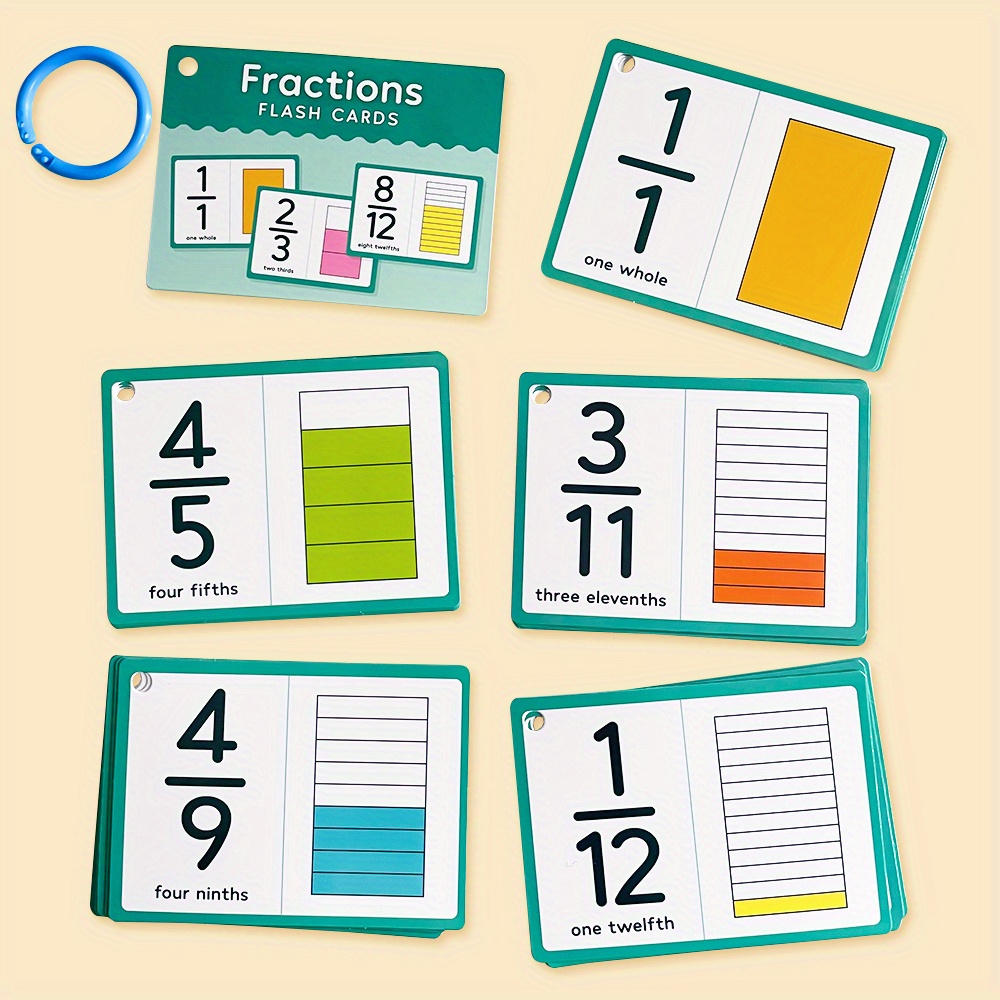 1 12 Fraction Number Flash Cards Math Flash Cards Kids - Temu