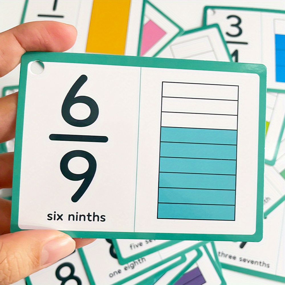 1 12 Fraction Number Flash Cards Math Flash Cards Kids - Temu