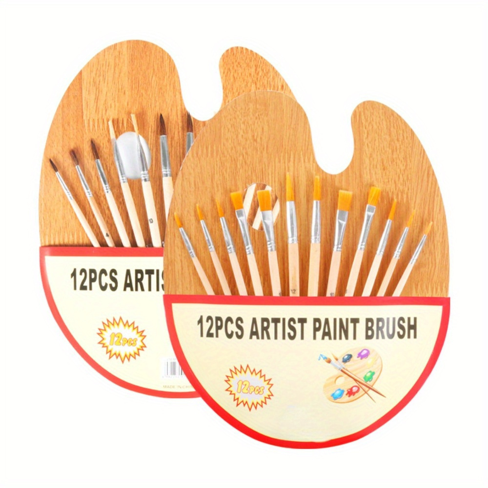 Anself 12pcs Professional Paint Brushes Nylon Hair Delicate Wooden Handle  Paintbrush Painting Brushes Kit Gift for Artists Children Adults for  Acrylic