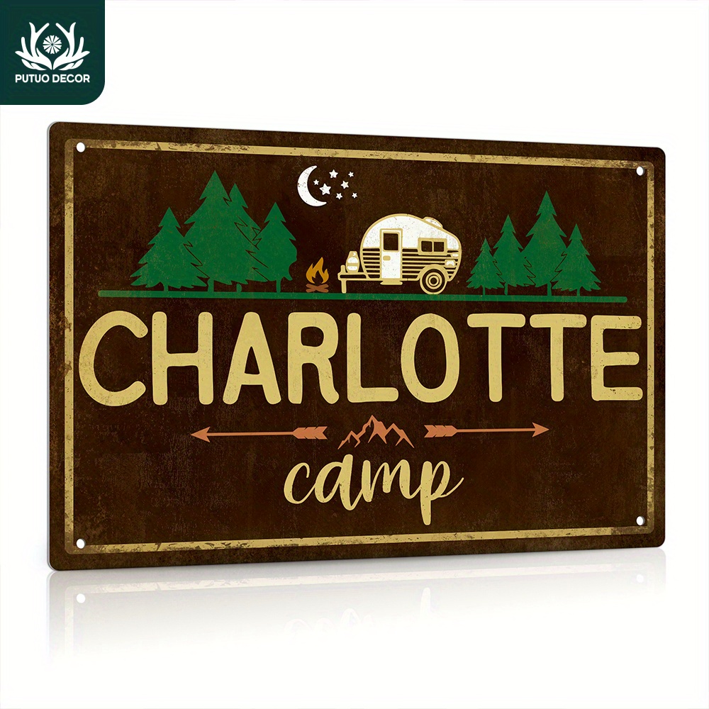 

1pc [custom] Personalized Camping Sign, Wall Outdoor Decor For Lake House, Cabin, Gift For Campers, 12x8 Inches Metal Sign