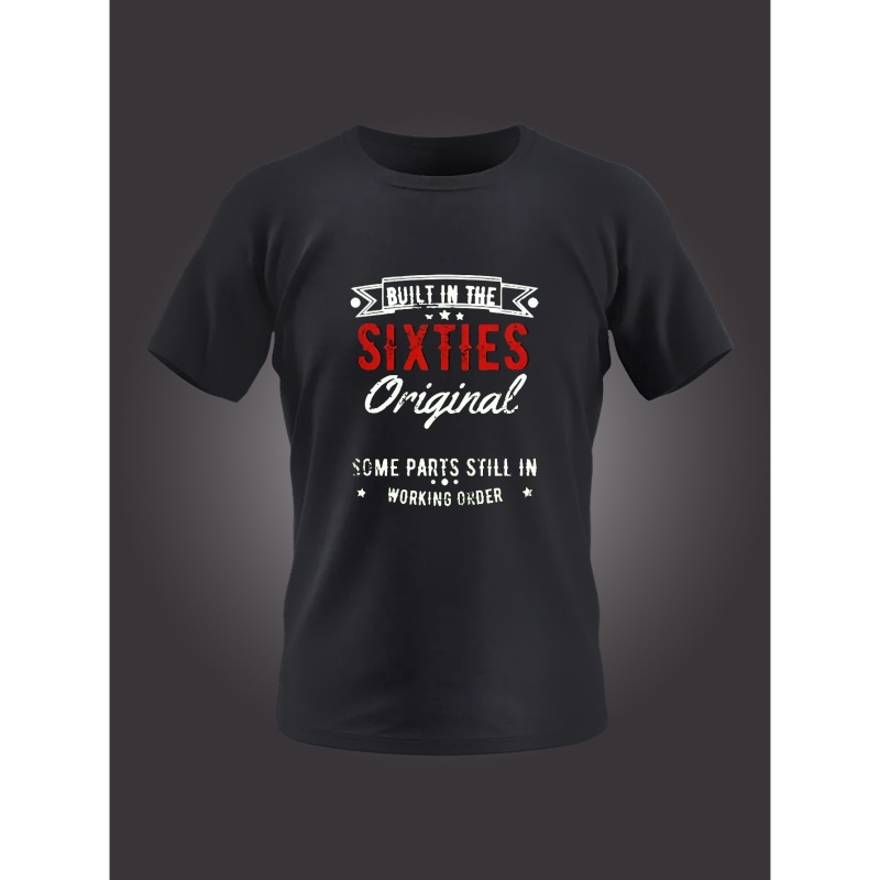 

Built In The Sixties Print T Shirt, Tees For Men, Casual Short Sleeve T-shirt For Summer