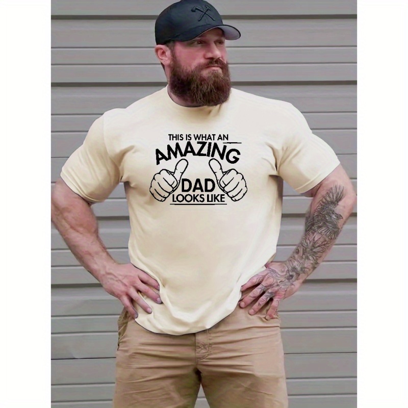 

Plus Size Amazing Dad Print Men's Casual T-shirt For Summer Outdoor, Gift For Men, Men's Clothing