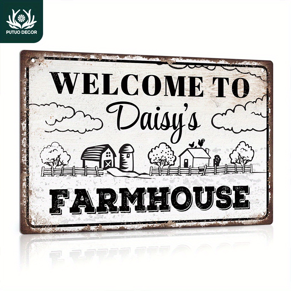 

1pc [customized] Personalized Farmhouse Sign, Custom Name, Vintage Farm Sign, 12x8 Inches Metal Sign