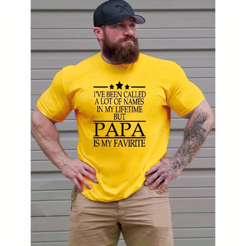 

Plus Size Men's "papa" Graphic Print T-shirt, Stylish Outdoor Short Sleeve Tees For Males