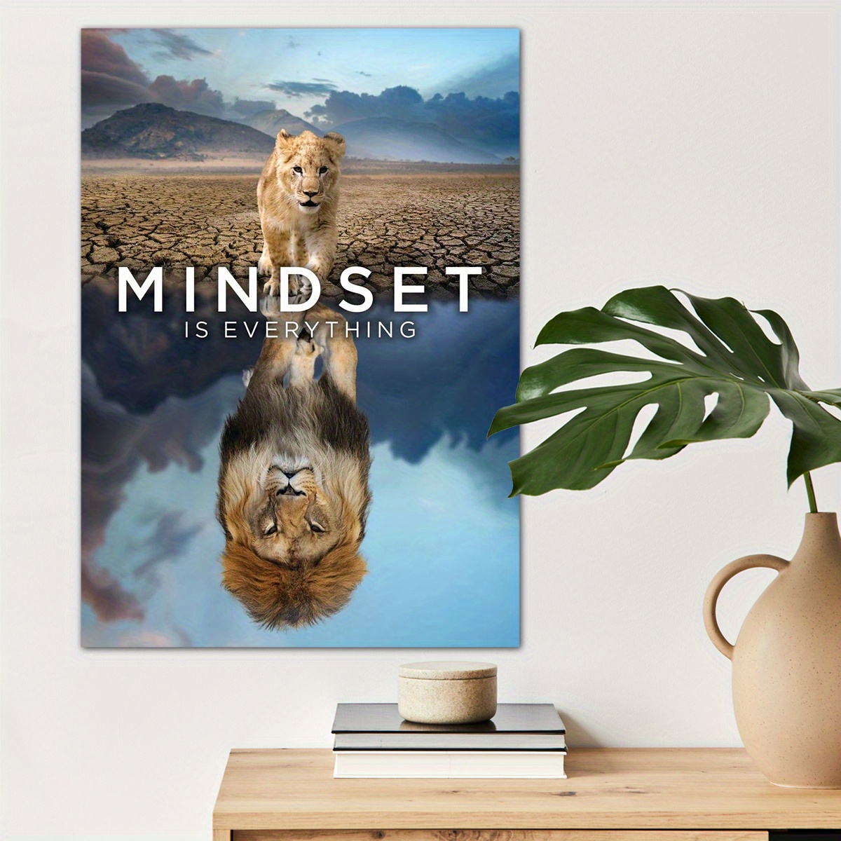 

1pc Lion Poster Canvas Wall Art For Home Decor, Mindset Is Everything Poster Wall Decor High Quality Canvas Prints For Living Room Bedroom Kitchen Office Cafe Decor, Perfect Gift And Decoration