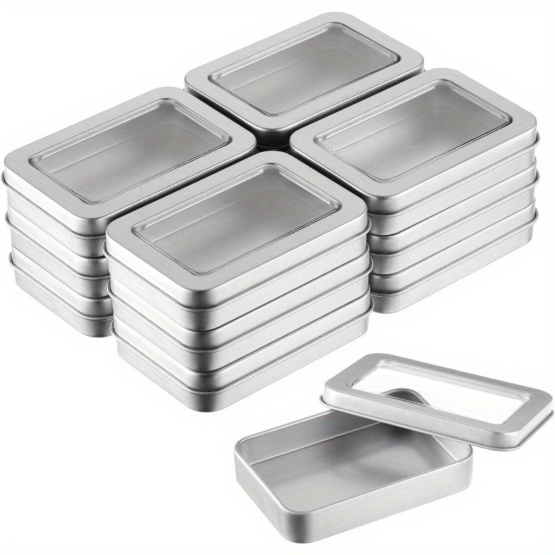 

8pcs Metal Tin Box With Transparent Lid, Rectangle Containers, Storage Box For Candles, Candies, Gifts, Balms