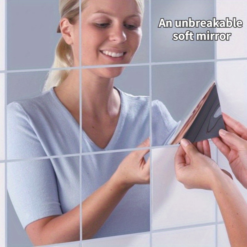 4 Pack Self Adhesive Acrylic Mirror Flexible Plastic Mirror Sheets Wall  Stickers