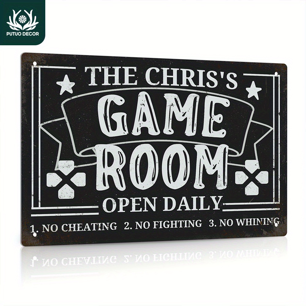 

1pc [customized] Personalized Game Room Sign, Funny Wall Decor, Gift For Gamers, Boys, Girls, 12x8 Inches Metal Sign