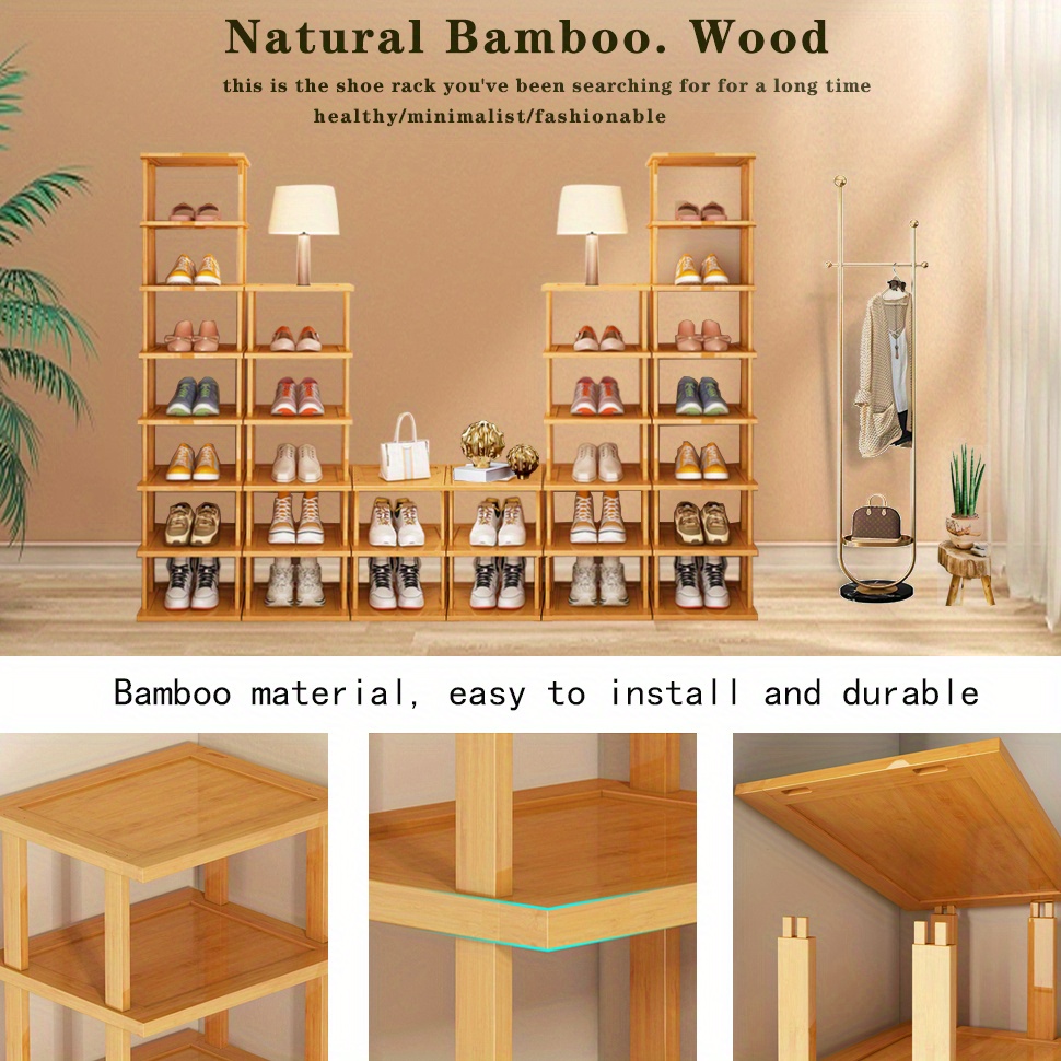 Perchero de madera montado en la pared, estante de bambú sólido con 5  ganchos, estante de almacenamiento superior para pasillo, baño y sala de  estar