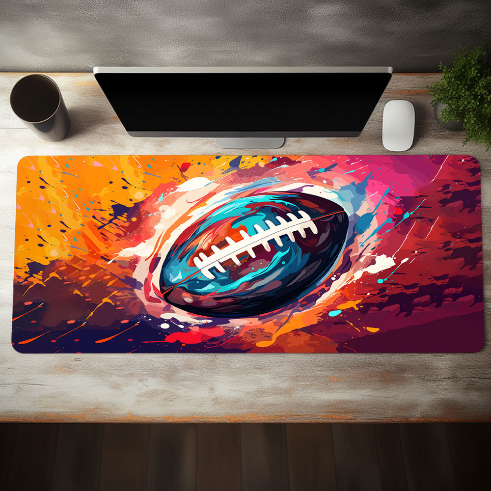 

Colorful Football Mouse Pad, Large Desk Mat With Non-slip Rubber Base, Stitched Edges Desk Pad Keyboard Pad For Gamer Office Home, Birthday New Year Gift