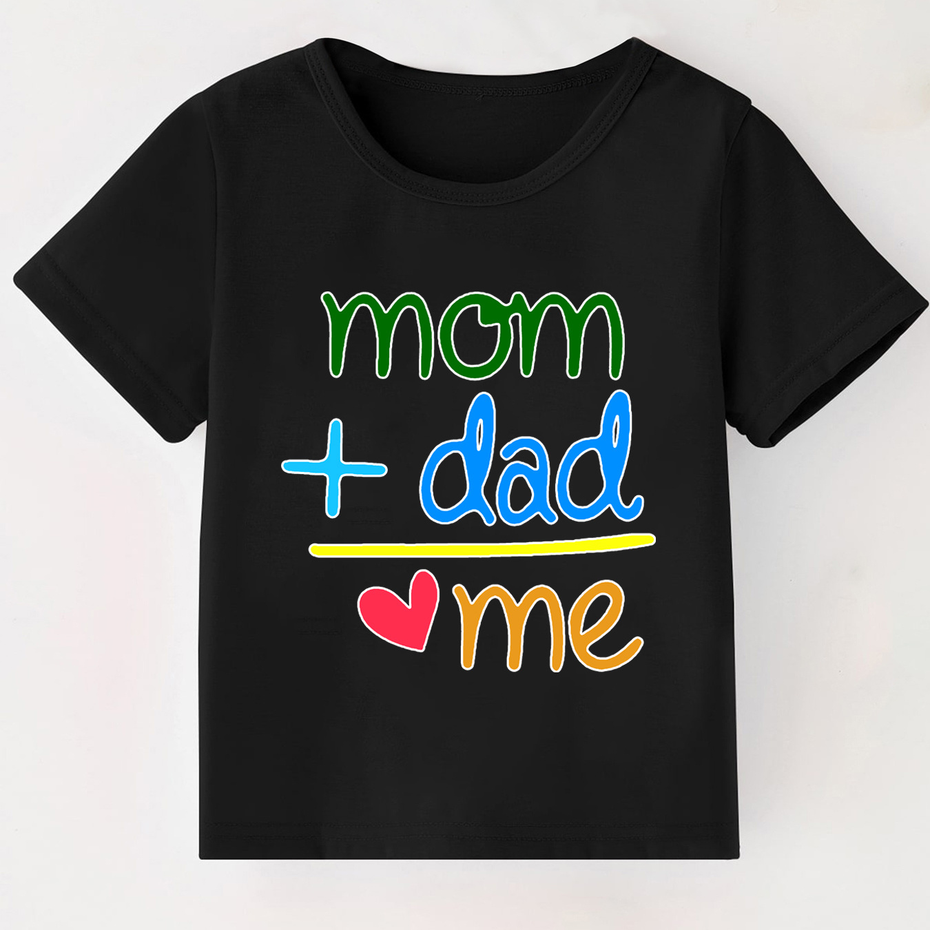 

Mom + Dad Love Me Letters Print T-shirt, Creative Short Sleeve Crew Neck Casual Daily Tops, Boy's Clothing