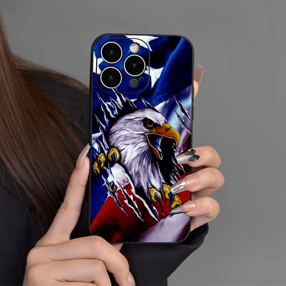 

Eagle Pattern Liquid Silicone Mobile Phone Case Full-body Protection Shockproof Tpu Soft Rubber Case For Iphone 15 14 13 12 11 Xs Xr X 7 8 Mini Plus Pro Max Se