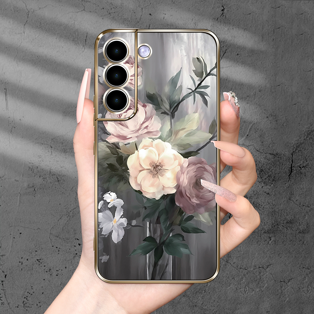 

Simple Flower Print High-end Electroplating New Phone Case For S23ultra/s23/a24/a34/a54/a12/a52/a23/a51/a32/a33/a13/s21/s22/s21fe/s20fe/a52/s10+/s22ultra
