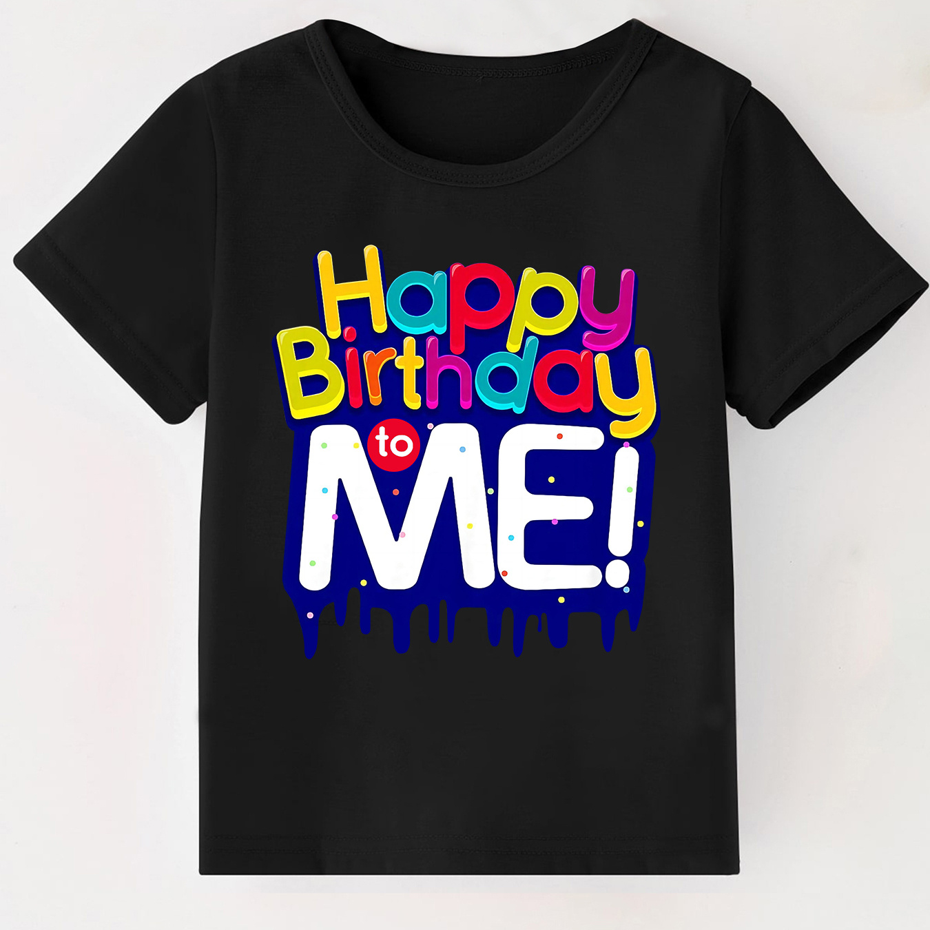 

Happy Birthday To Me Print Short Sleeve T-shirt For Boys, Casual Round Neck Comfy Summer Outdoor Clothes