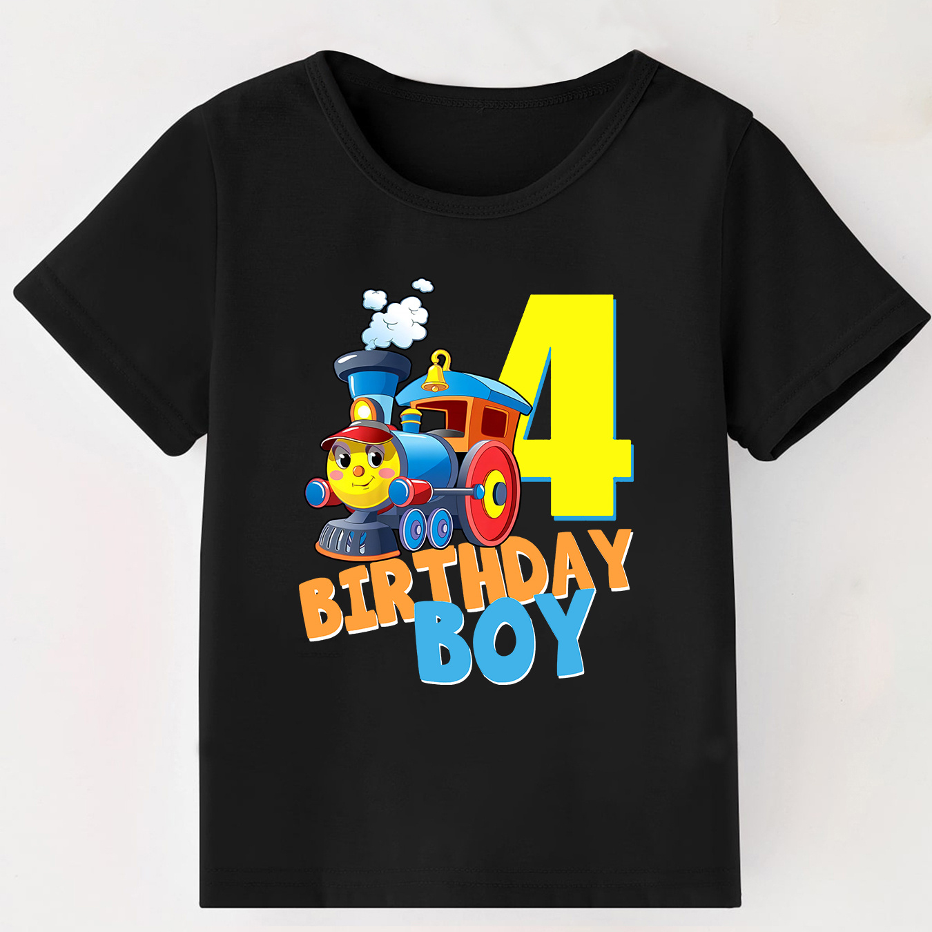 

4 Birthday Boy Print Short Sleeve T-shirt For Boys, Casual Round Neck Comfy Summer Outdoor Clothes