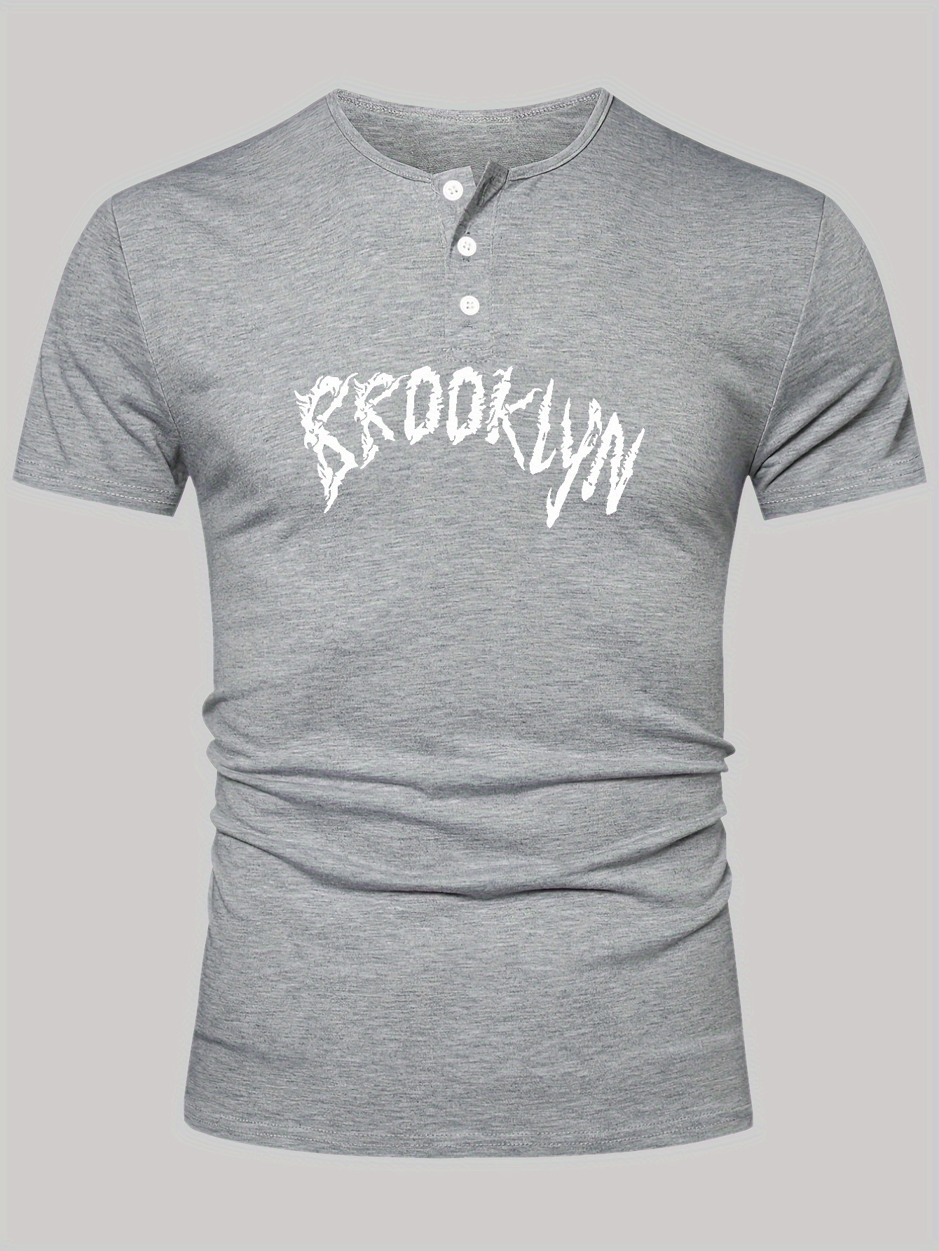 Plus Size Henley Shirt Brooklyn Print Mens Classic Fit Temu Denmark