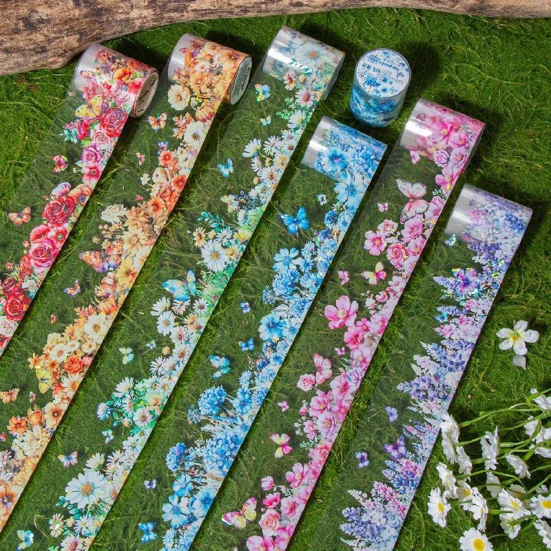 

1 Roll Of Tape, Beautiful Flower Scrapbook Stickers, Diary Album Decoration Stickers, Waterproof Cup Stickers, You Need To Cut Yourself
