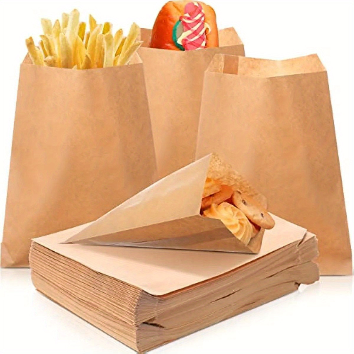 

25pcs, 13x18cm Brown Bags, 5x7 Inches, Made Of Grease-resistant Paper, These Flat, Greaseproof Bags Are Perfect For Snacks, Candy, Sandwiches, Popcorn, Doughnuts, And Pastries, Small Business Supplies