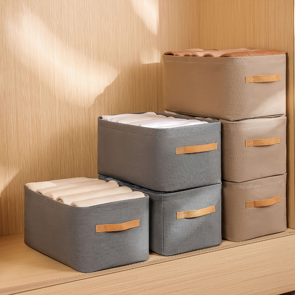 

Large Capacity Foldable Storage Box For Clothes & Toys - Versatile, Non-waterproof Polyurethane Organizer With Vintage Style