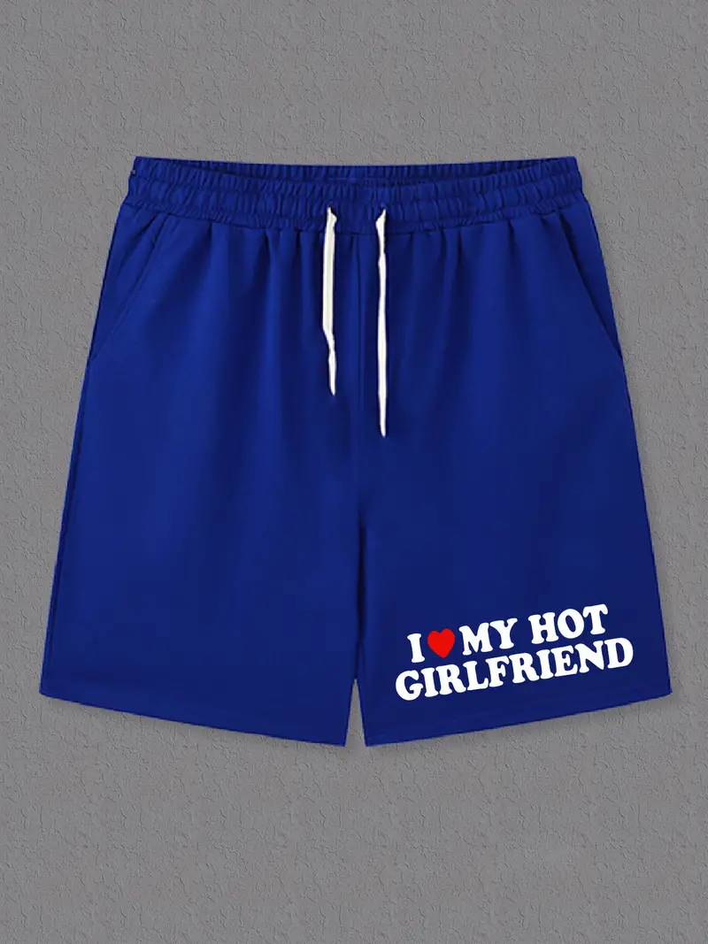 I Love My Hot Girlfriend Print Men's Summer Comfy Shorts - Temu
