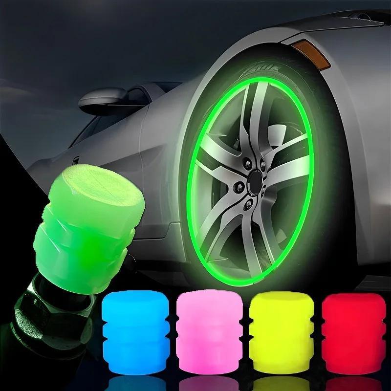 

20pcs Luminous Valve Caps, Fluorescent Night Glowing Decor Car Motorcycle Bicycle Wheel Hub Valve Stem Caps, Styling Car Accessories