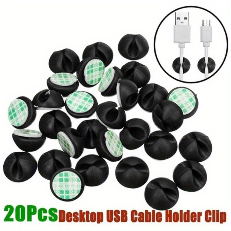 

20pcs Silicone Cable Clips, Cable Organizer For Desktop, Wire Storage Holder, Charger Cord Winder For Usb Charging, Car, Tablet Wire Management, Durable And Compact