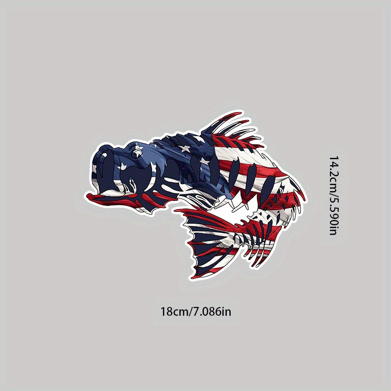 American Flag Fish Bone Sticker Waterproof Vinyl Stickers - Temu