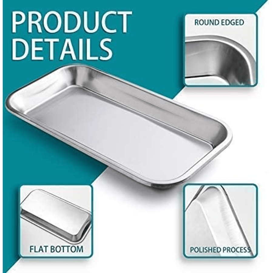 

1pc Surgical Tray, Stainless Steel Tray For Lab Instrument Supplies, Tattoo Tool (silvery)