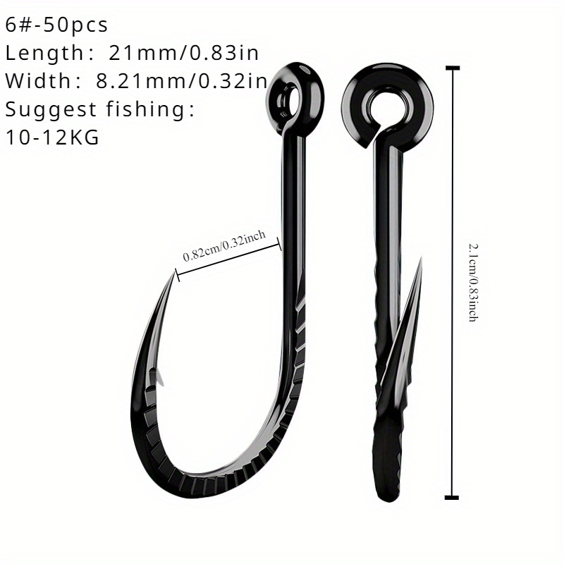 Image of Kartokner 50pcs 2#4#6#8#10#12# Titanium Alloy Fishing Hooks, Barbed Hook With Eye For , Outdoor Fishing Additions