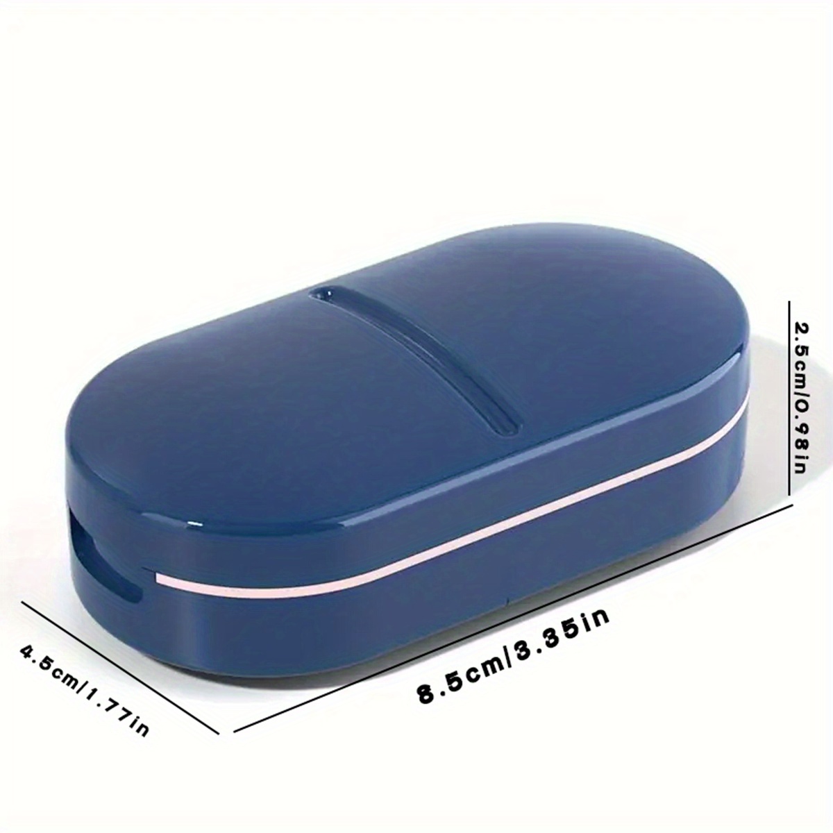 1pc Blue And White Tablet Cutter And Storage Organizer 2-in-1 Portable Design