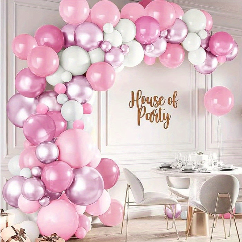 Ballons rose blanc, ballons de 12 pouces ballons à l'hélium roses et blancs  ballons de fête blancs roses avec des rubans pour les décorations de fête  de princesse d'anniversaire de : 