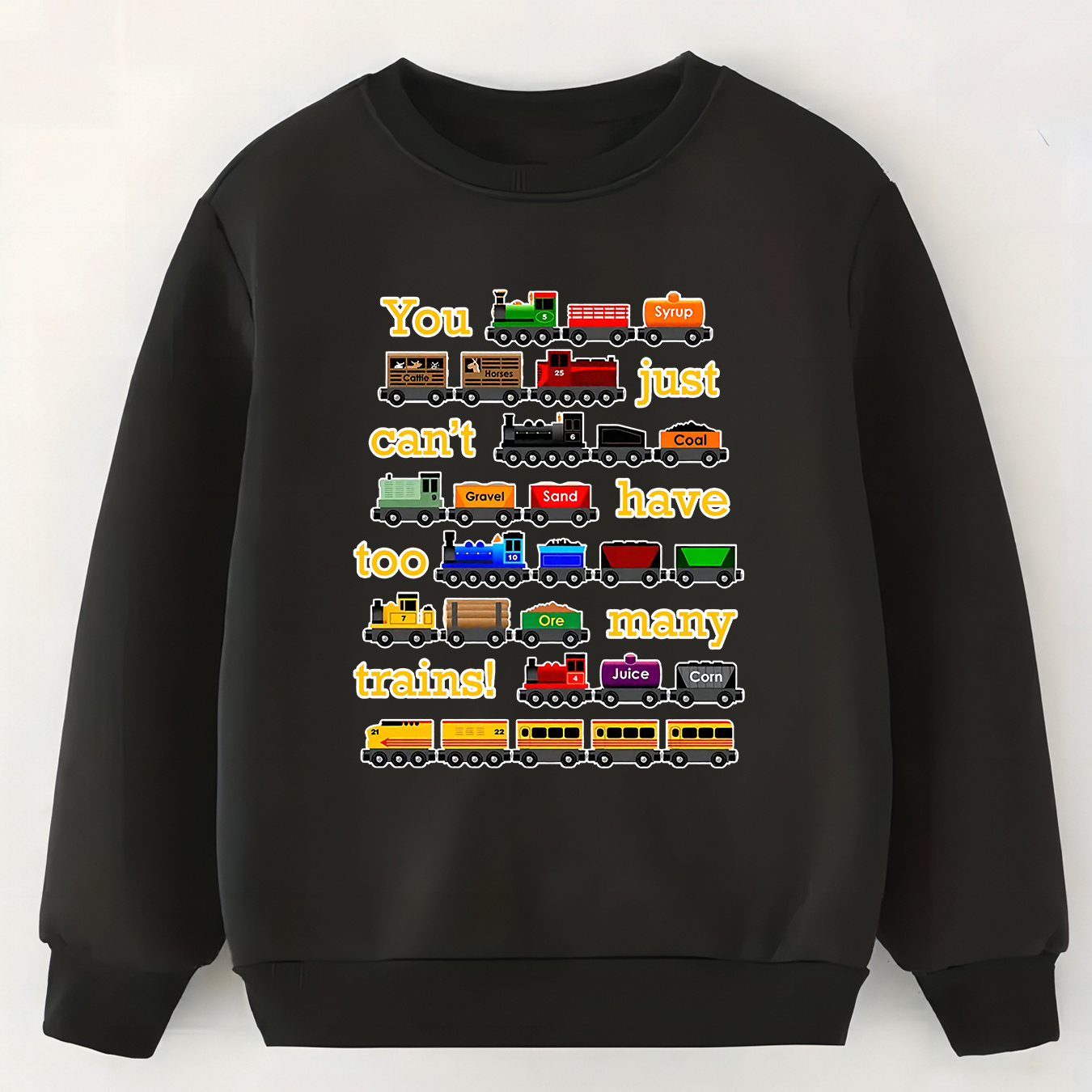 

Multi Trains Print Boy's Long Sleeve Crew Neck Sweatshirts, Comfy Casual Slightly Stretch Tops, Kid's Clothing